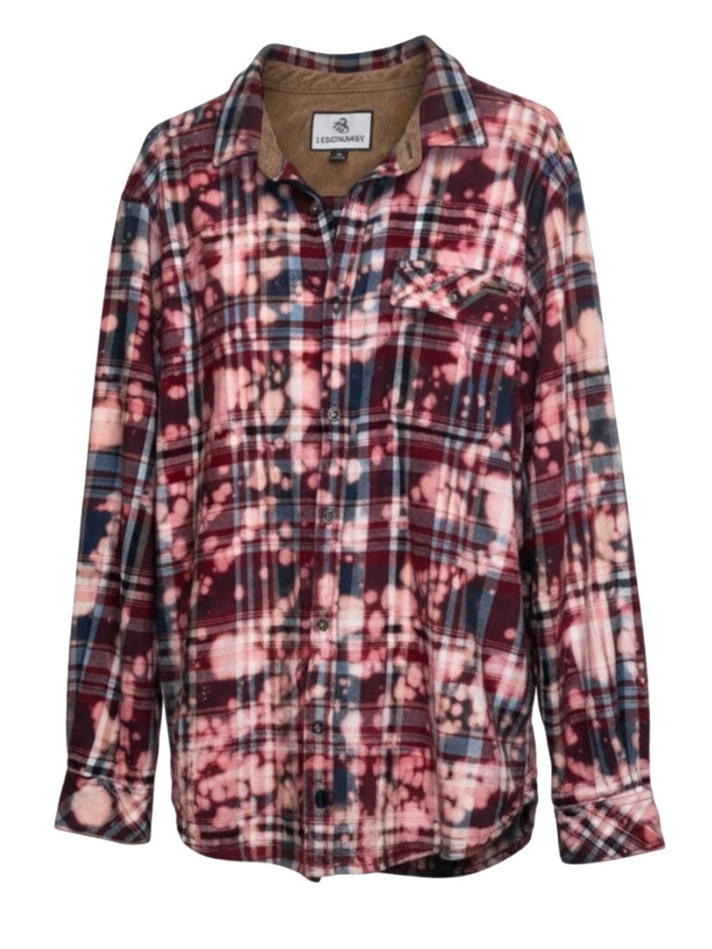 Legendary Whitetails Custom Bleached Distressed Plaid Flannel Shirt Red Size XL